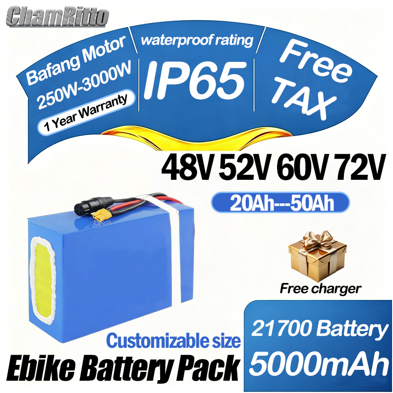 60V 30Ah 21700 Battery Pack - 60V 72V 2000W電動自転車バッテリー 1500W出力 48V 52V
