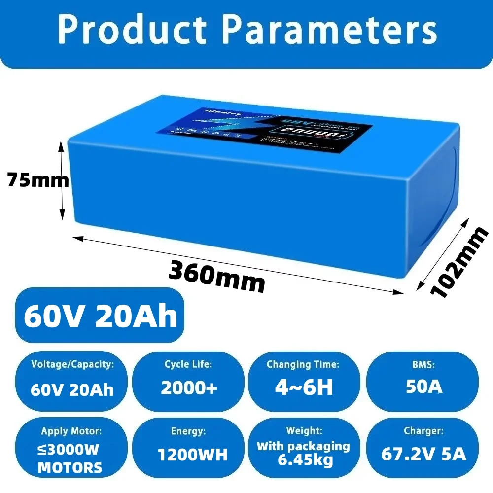 Aleaivy 60V バッテリー 20AH 30AH 21 - 60V 30Ah 21700 Battery Pack のレビューと価格